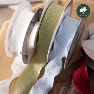 2.5CM Wrinkled Bouquet Packaging Ribbon Lace Wrinkled Wavy Flower Packaging Ribbon 波浪鲜花包装丝带