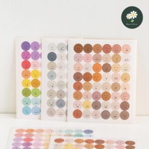 Smile Sticker DIY Decoration Ins Smile Round Sticker 3 Options Rainbow Brown & Light Color