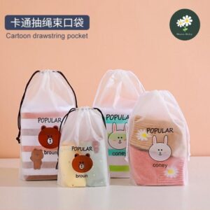 5 Sizes Storage Bag Drawstring Bag Packaging Bag Daisy Bag Beg Plastik Transparent Bag Water Proof